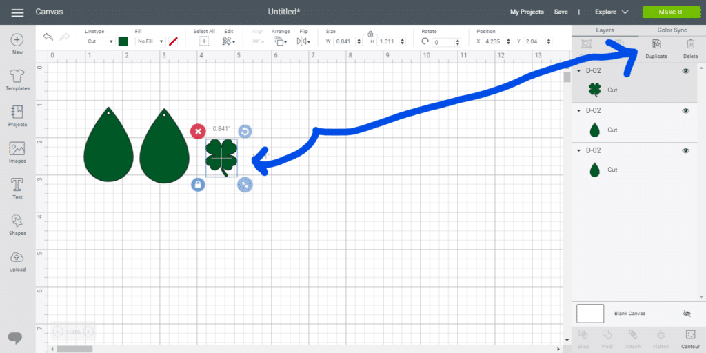 Duplicate the Shamrock for the diy St Patrick's Day leather earrings