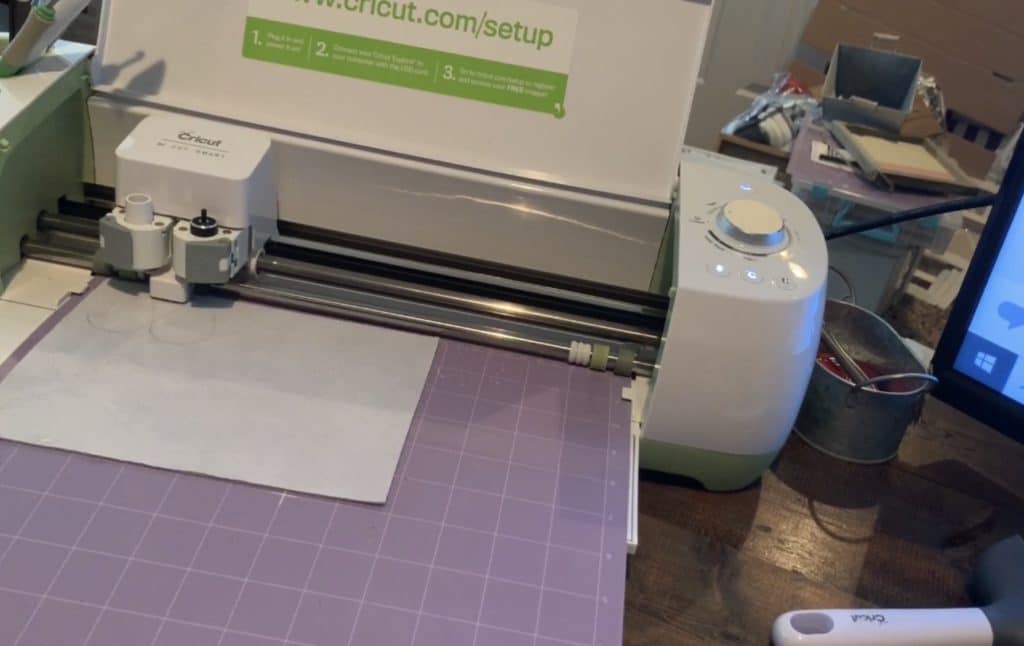 Cutting leather sheet on A cricut Explore
