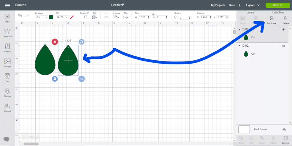 Duplicate a diy leather earring on Cricut canvas