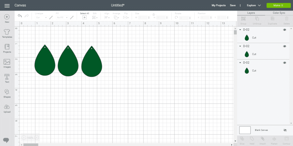Duplicate a diy leather earring on Cricut canvas