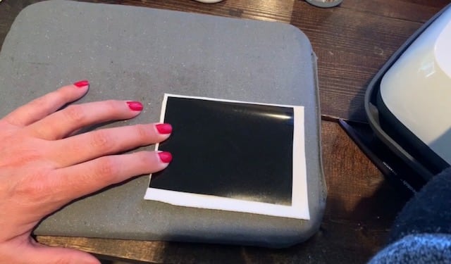 heat transfer vinyl on back of Hobby Lobby faux leather