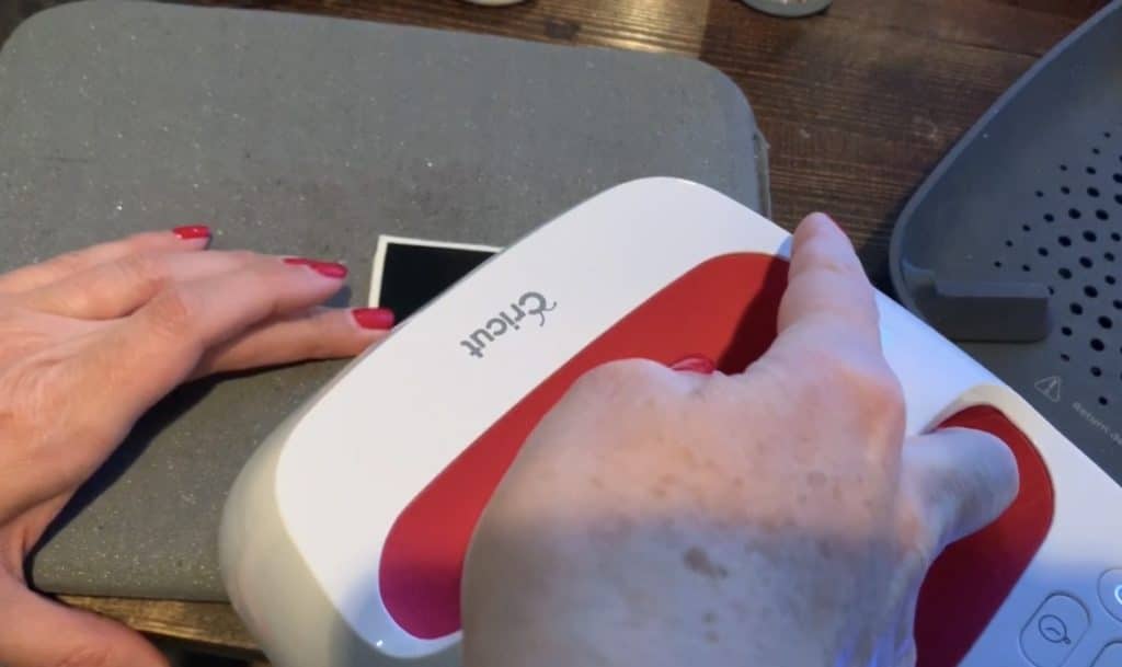 heat transfer vinyl on back of Hobby Lobby faux leather