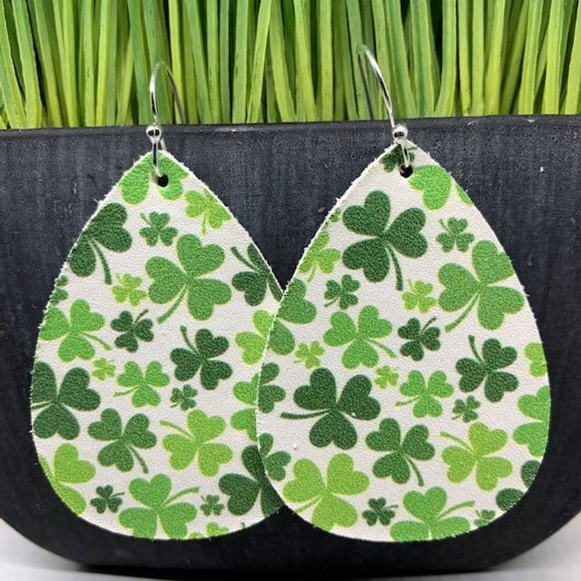 St Patrick's Day statement leather earrings