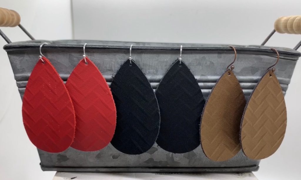 embossed leather earrings