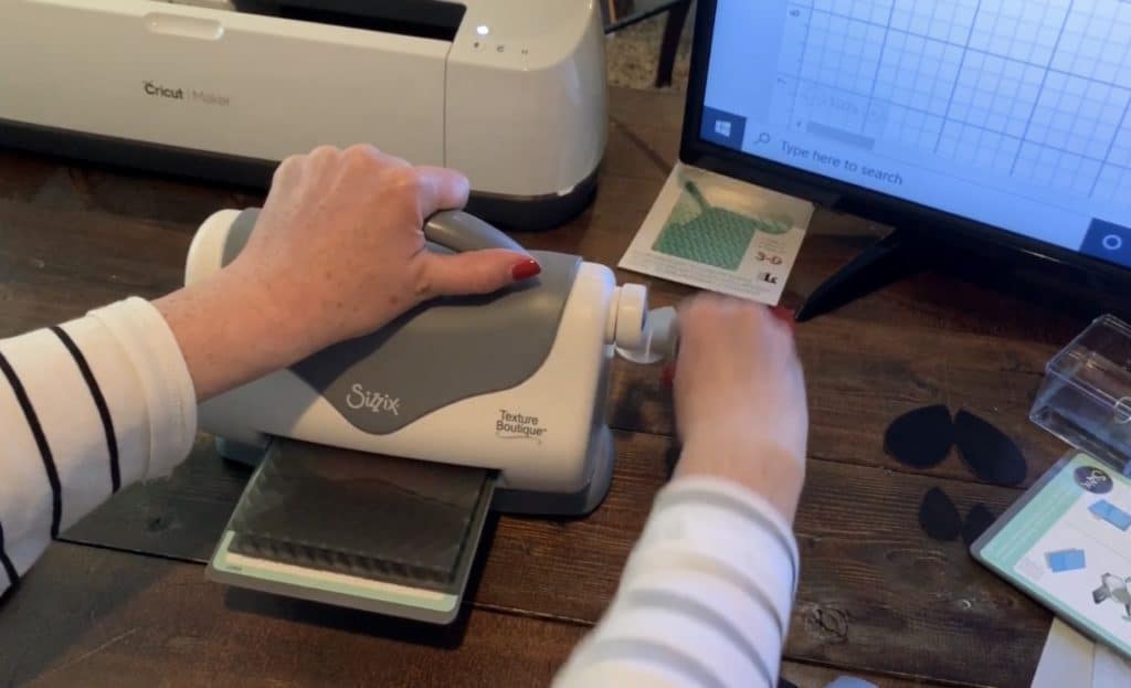 Leather earrings in an embossing machine