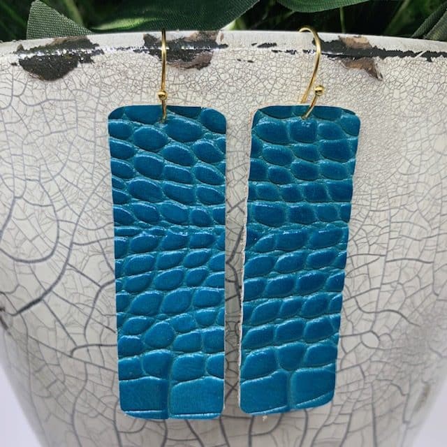 Leather Bar Earrings diy, turquoise