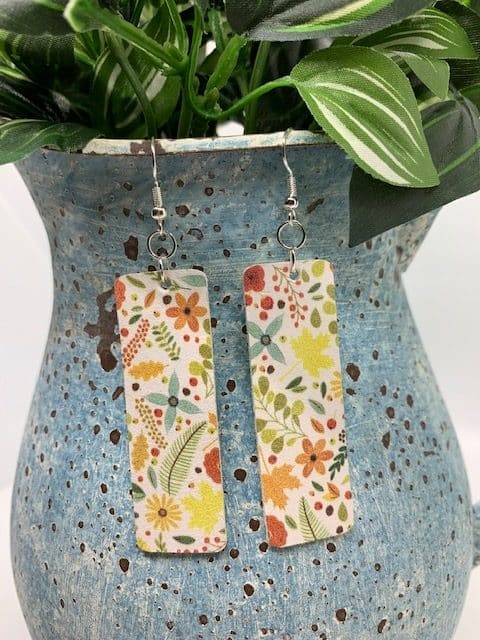 Leather Bar Earrings diy, floral