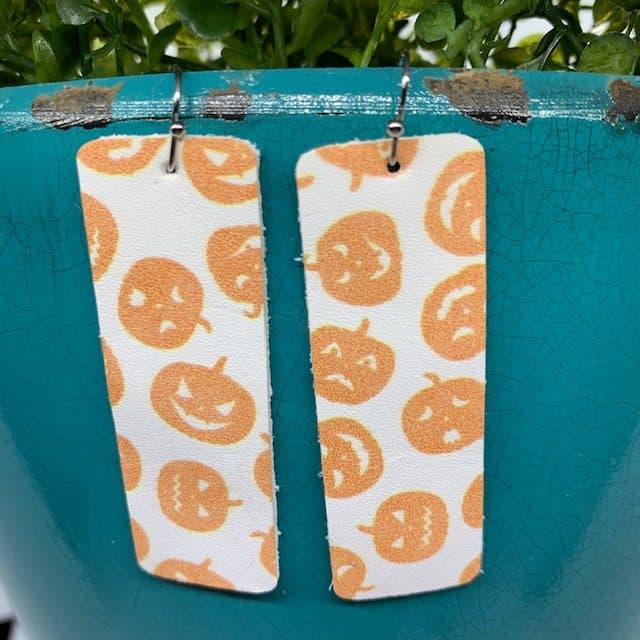 Leather Bar Earrings diy, pumpkins for Halloween earrings