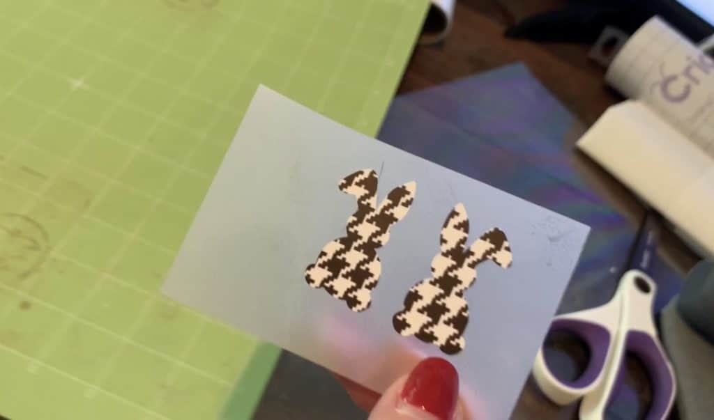 bunnies cut with houndstooth heat transfer vinyl