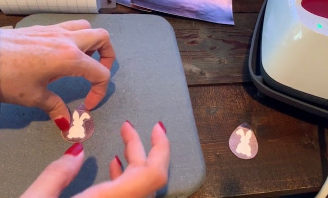 bunnies on diy faux leather earrings