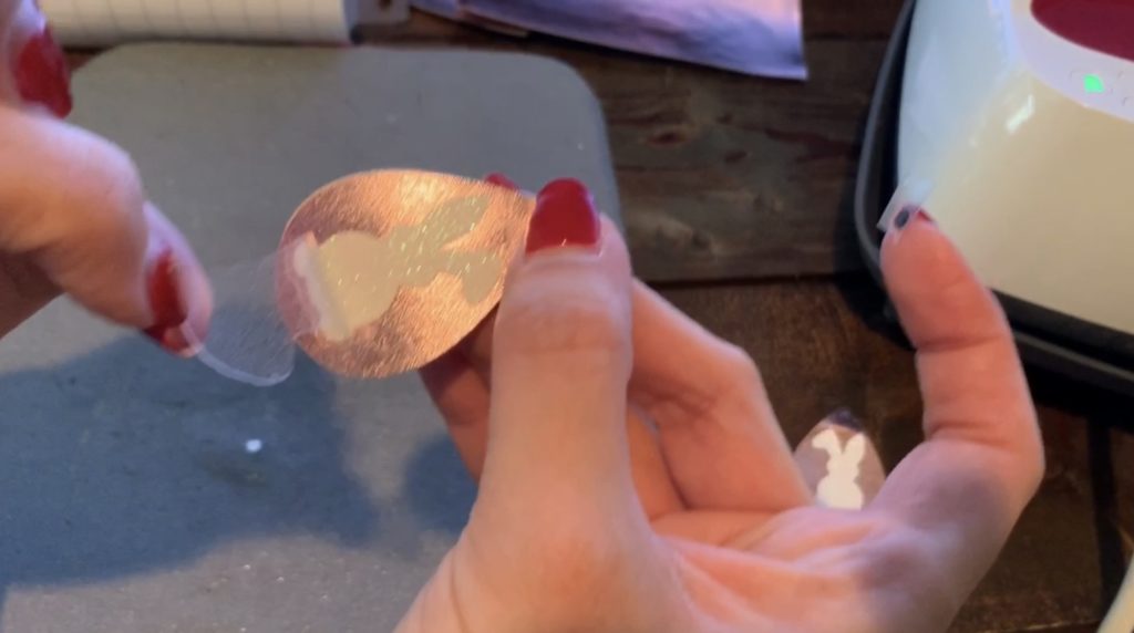 bunnies on diy faux leather earrings