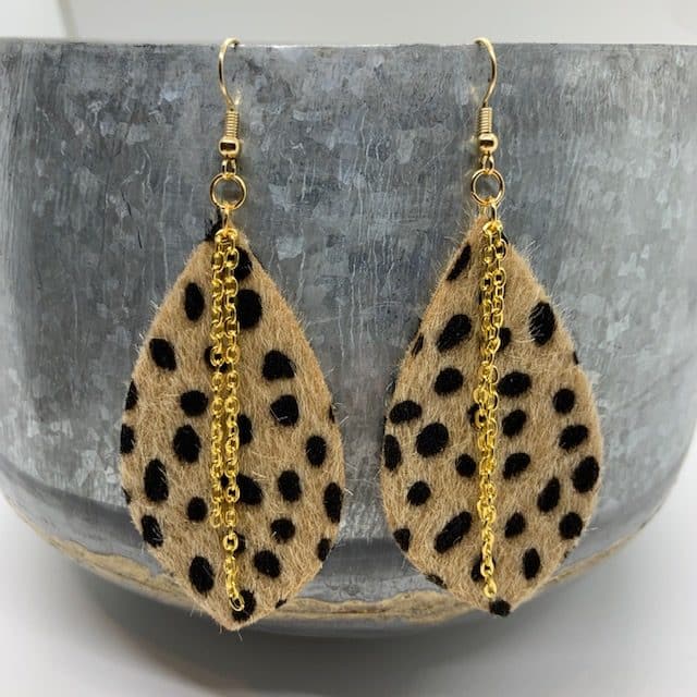 leather earrings with chains