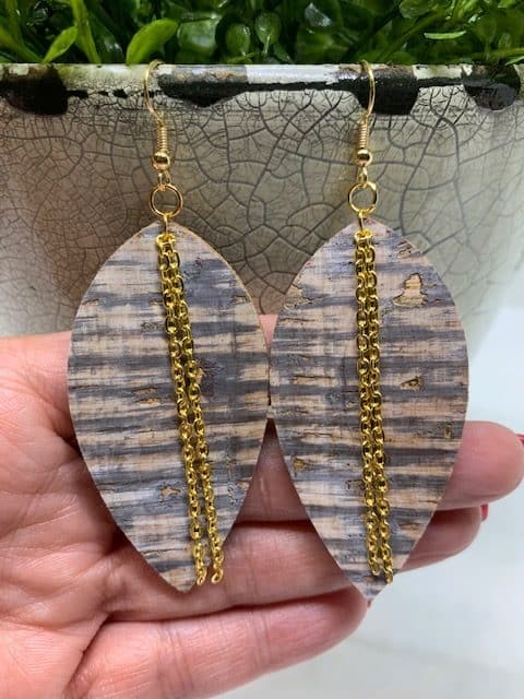 leather earrings with chains