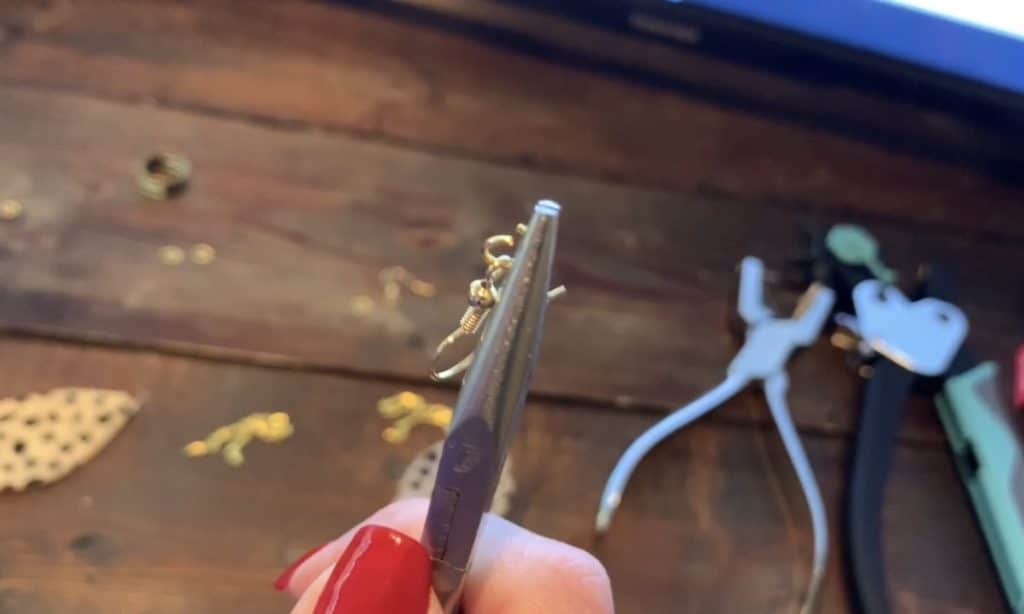adding a hook to a jump ring for earrings