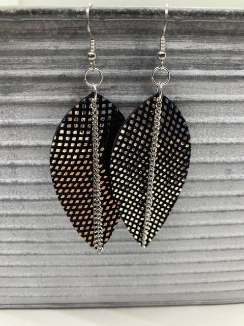 leather earrings with chains