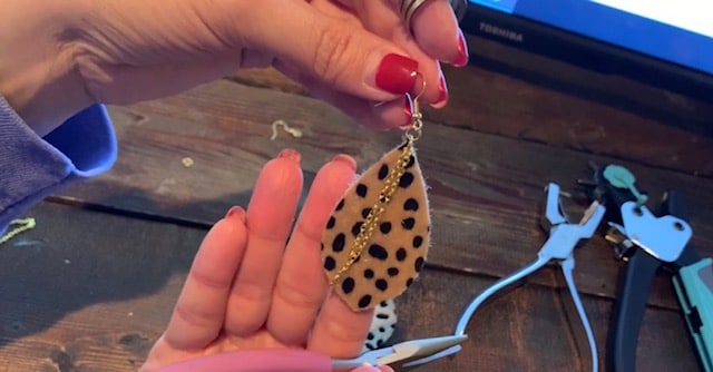 diy leather earring with chain