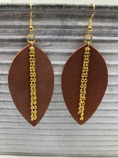 leather earrings with chains