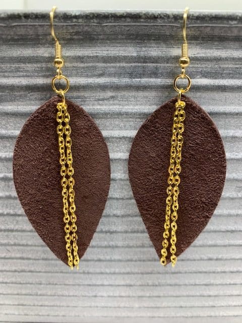 leather earrings with chains