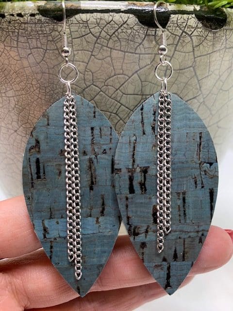 leather earrings with chains