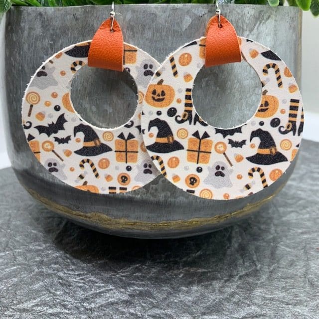 circle leather earrings diy