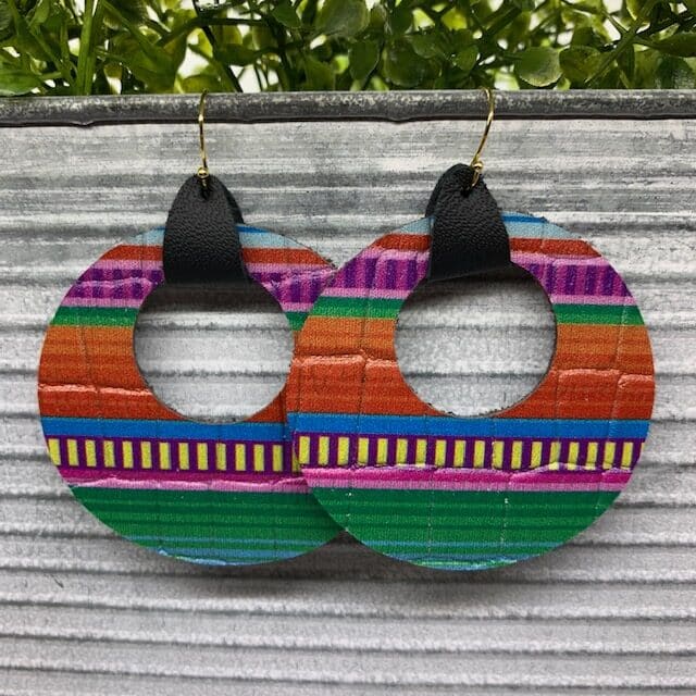 diy leather circle cutout earrings