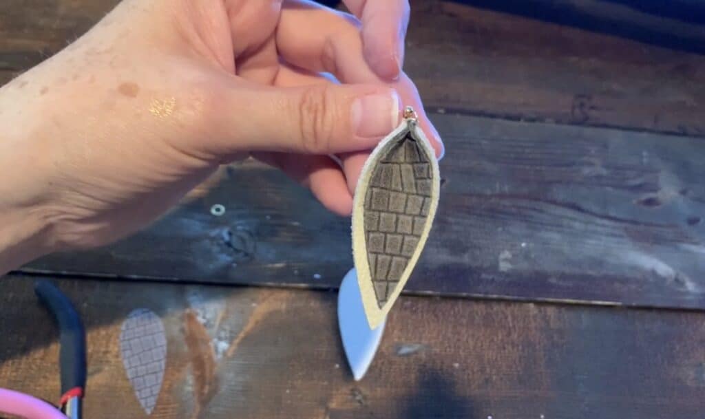 jump ring onto diy leather earring