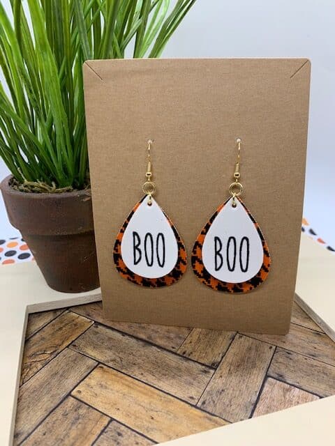 halloween earrings diy boo faux leather earrings