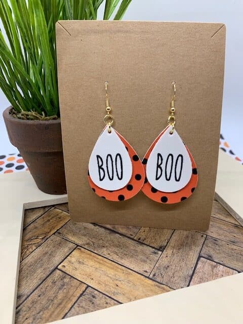 halloween earrings diy boo faux leather earrings