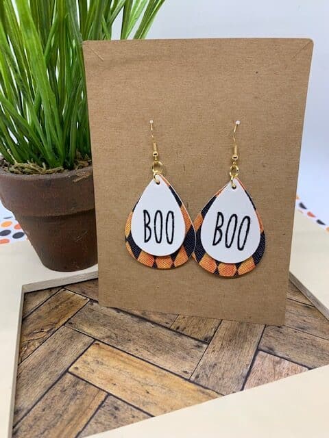 halloween earrings diy boo faux leather earrings