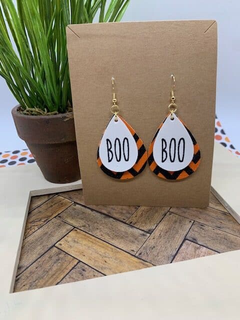 halloween earrings diy boo faux leather earrings