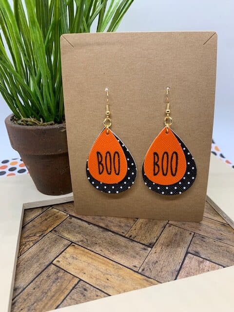 halloween earrings diy boo faux leather earrings
