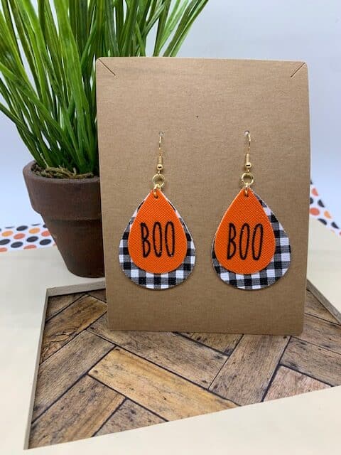 halloween earrings diy boo faux leather earrings