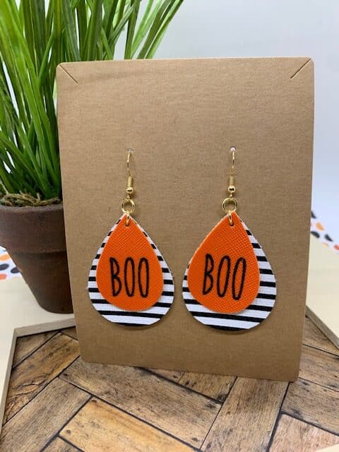halloween earrings diy boo faux leather earrings