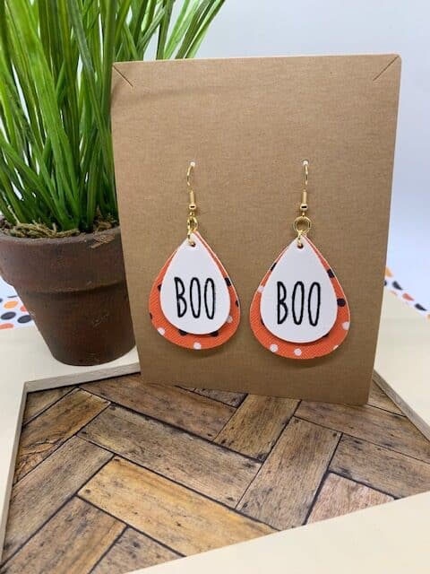 halloween earrings diy boo faux leather earrings