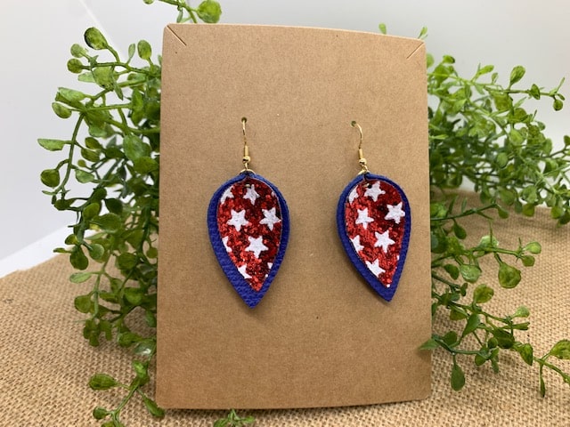 4th of july leather earrings