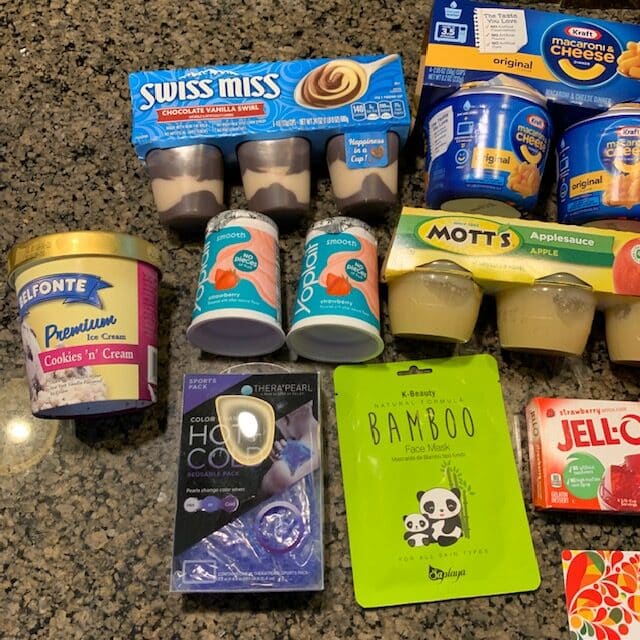 food and gift basket items for wisdom teeth surgery recovery