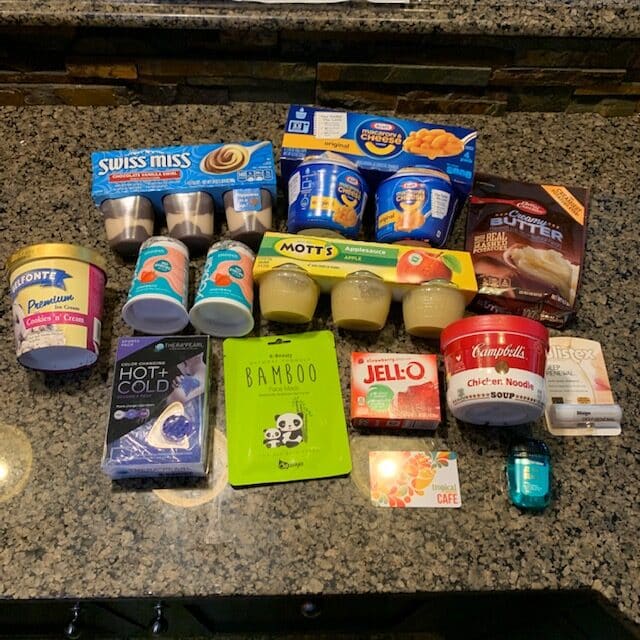 food and gift basket items for wisdom teeth surgery recovery