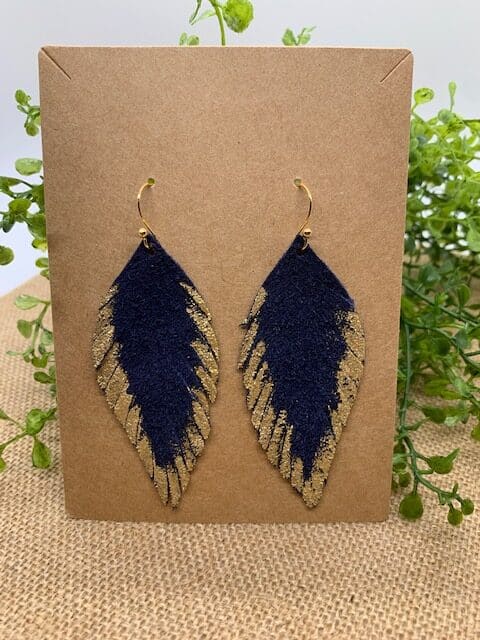 painted feather leather earrings