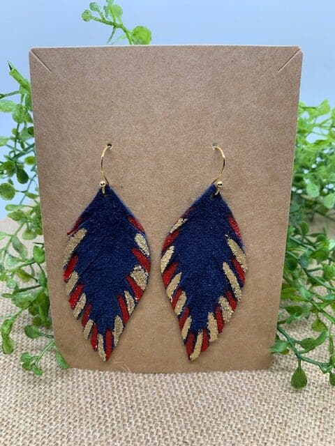 painted feather leather earrings