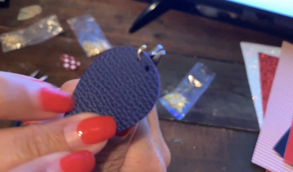 making 4th of July leather earrings