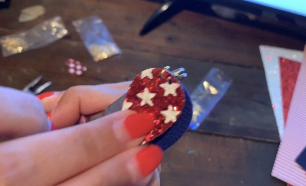 making 4th of July leather earrings