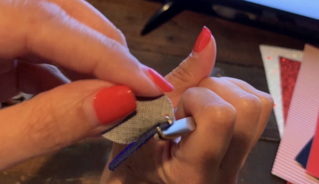 making 4th of July leather earrings