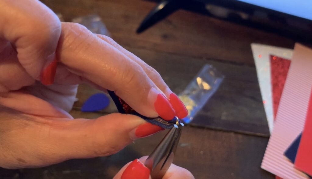 making 4th of July leather earrings