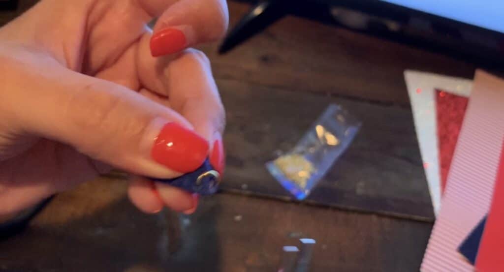 making 4th of July leather earrings