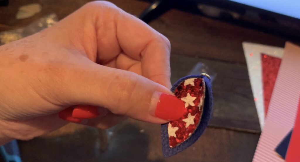 making 4th of July leather earrings