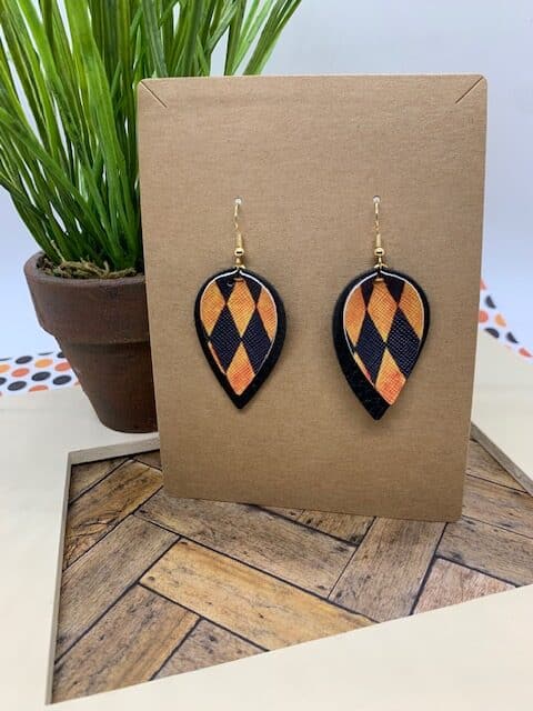 halloween faux leather earrings pinched leaf earrings