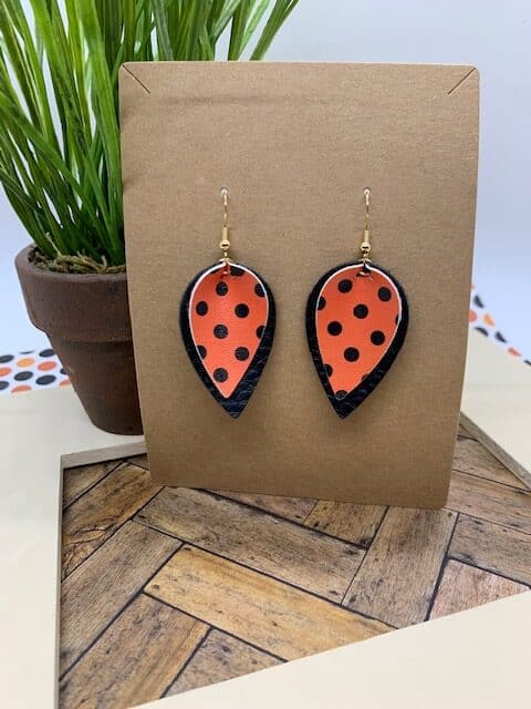 halloween faux leather earrings pinched leaf earrings
