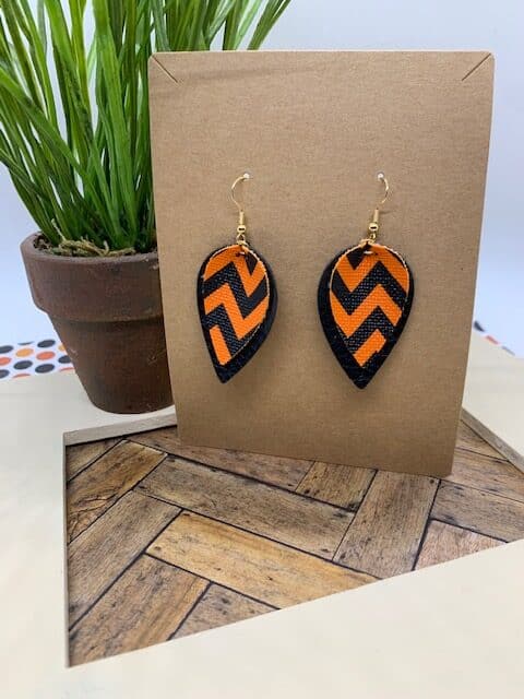 halloween faux leather earrings pinched leaf earrings
