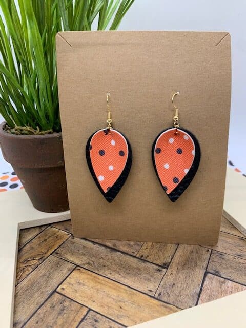 halloween faux leather earrings pinched leaf earrings