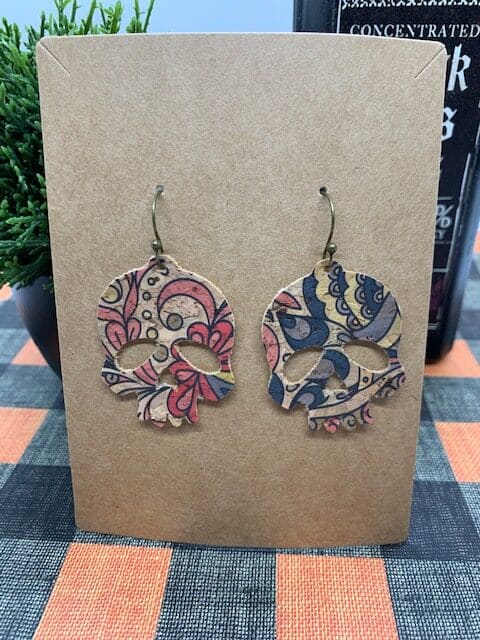 skull earrings diy that are great for Halloween faux leather earrings